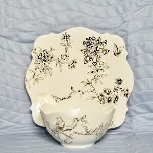 NEW Wedgwood Jasper Conran Chinoiserie Platinum Baroque Square Plate & Bowl Set